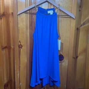 NWT Michael Kors Blue High-Low Tank with Gold Chain Straps - size XS